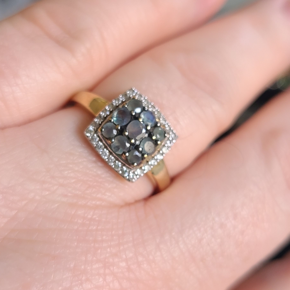 Lab Created Cluster Halo Ring In 18k Gold On Sterling